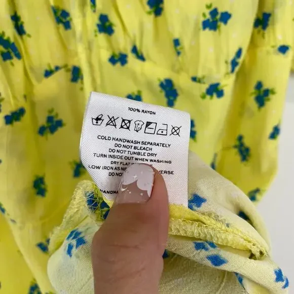Faithfull the Brand Bette Midi Dress Lemon Print Cottagecore Euro Summer S - Picture 7 of 10